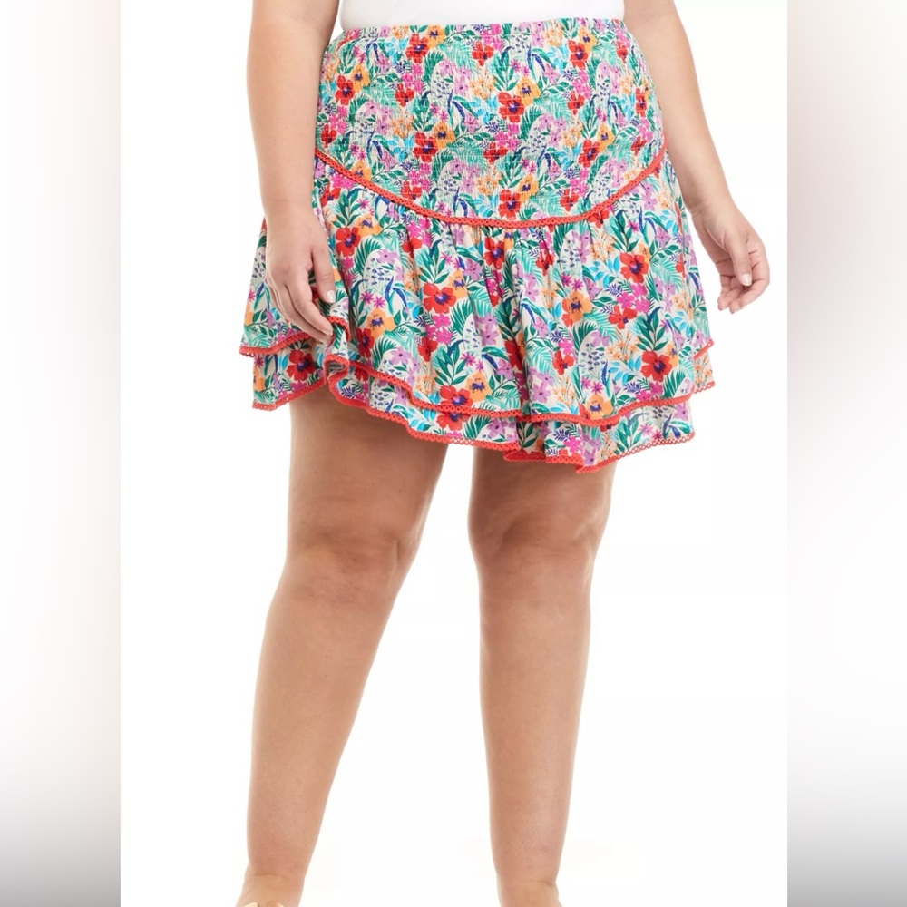 Lost + Wander Colorful Floral Mini Skirt